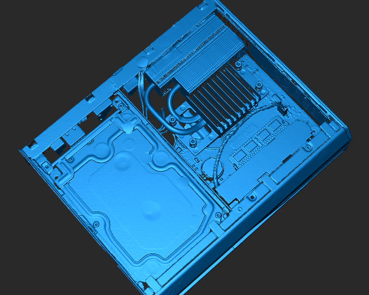 3D-Scan eines offenen Computergehäuses – digitale Erfassung von Hardwarekomponenten zur Weiterverarbeitung im CAD