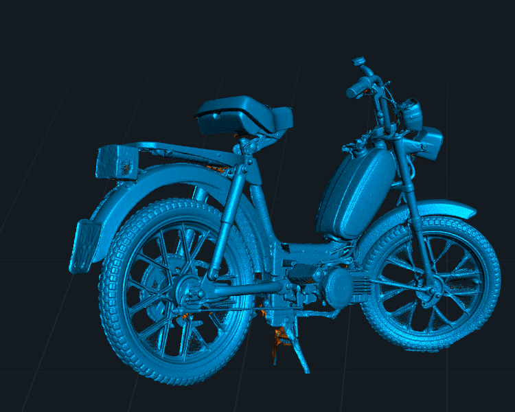 3D-Scan eines vollständigen Mopeds – digitales Modell zur Ersatzteilfertigung, Restaurierung oder CAD-Integration