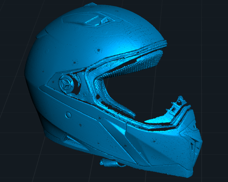 3D-Scan eines Motorradhelms – hochauflösendes Modell zur Konstruktion von Zubehör, Halterungen oder CAD-Dokumentation
