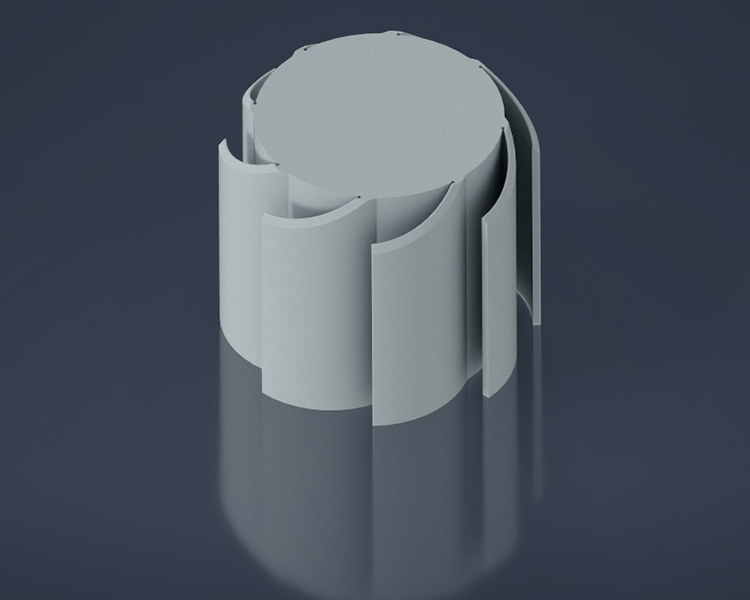 CAD-Modell eines Lüfter-Schaufelrads – aerodynamisch optimiertes Bauteil für 3D-Druck oder Serienfertigung